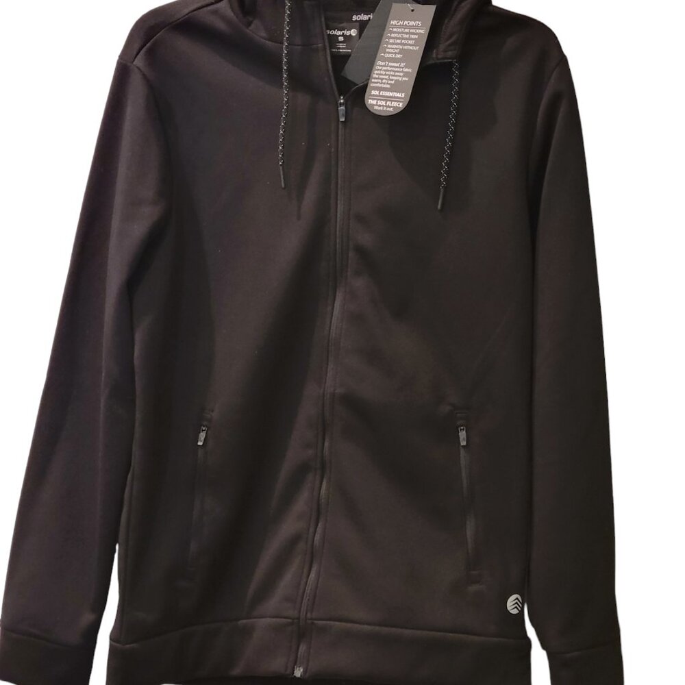 Solaris Small Hoodie NWT $55 in Black Zip Front